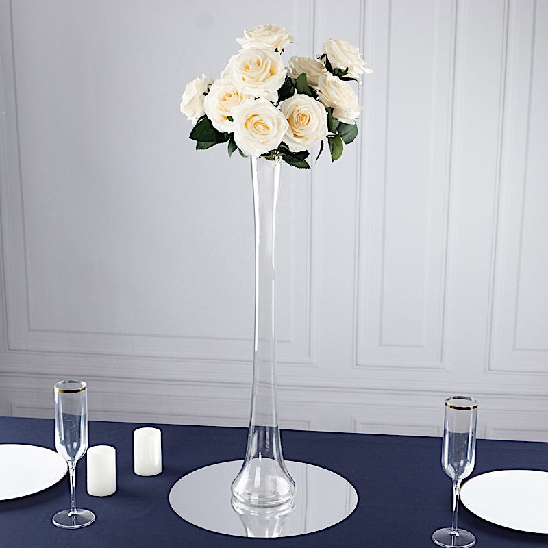 6 Clear Heavy Duty Eiffel Tower Glass Vases with Round Base