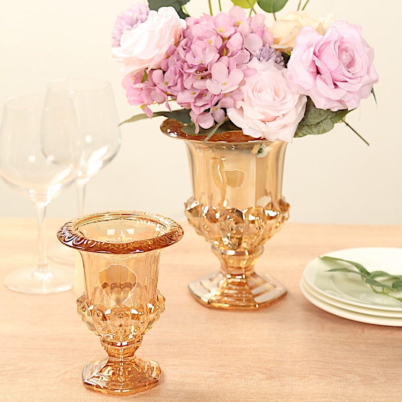 2 Glass 8 in Classic Roman Urn Style Flower Vases