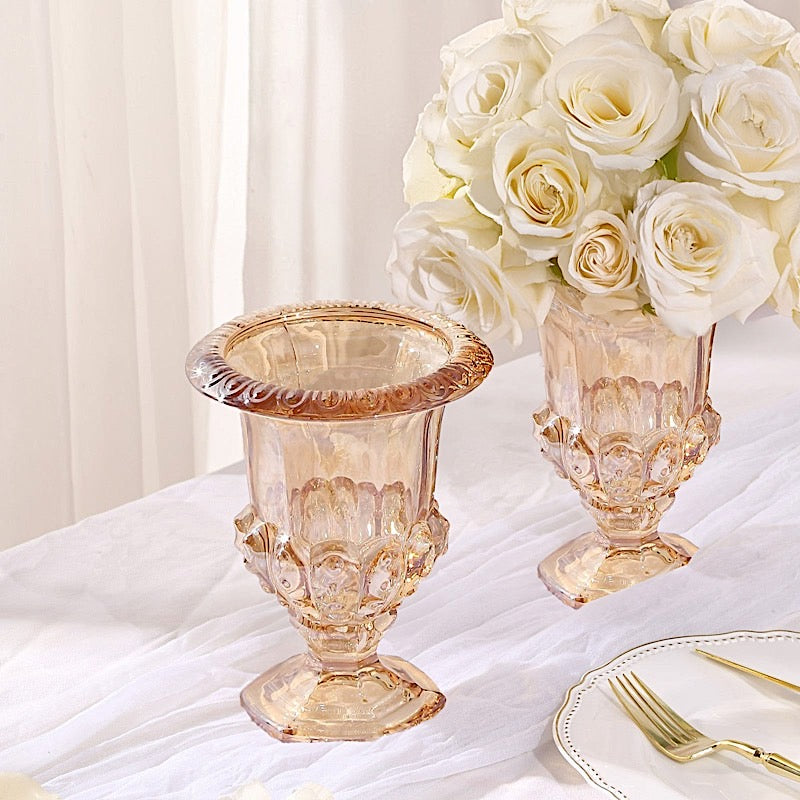 2 Glass 8 in Classic Roman Urn Style Flower Vases