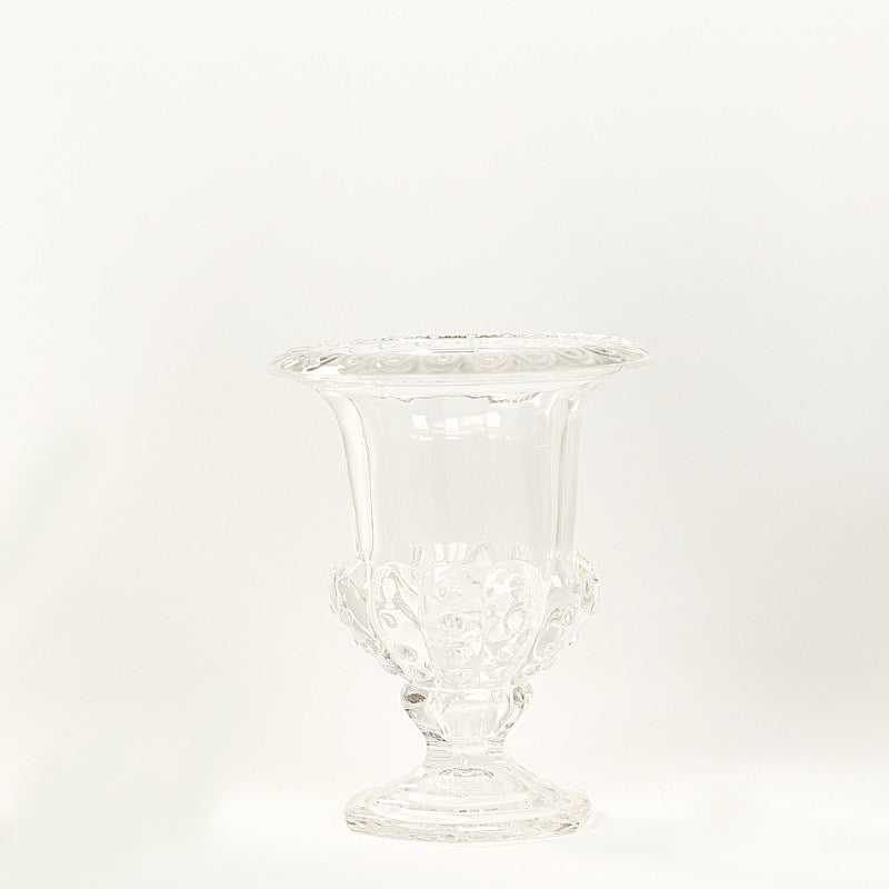 2 Glass 8 in Classic Roman Urn Style Flower Vases