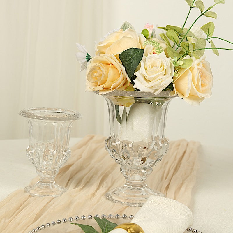 2 Glass 8 in Classic Roman Urn Style Flower Vases