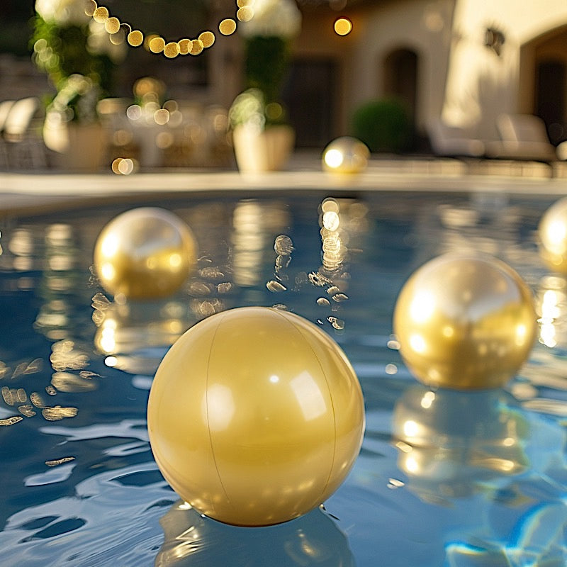 2 Gold Round Vinyl Inflatable Beach Balls