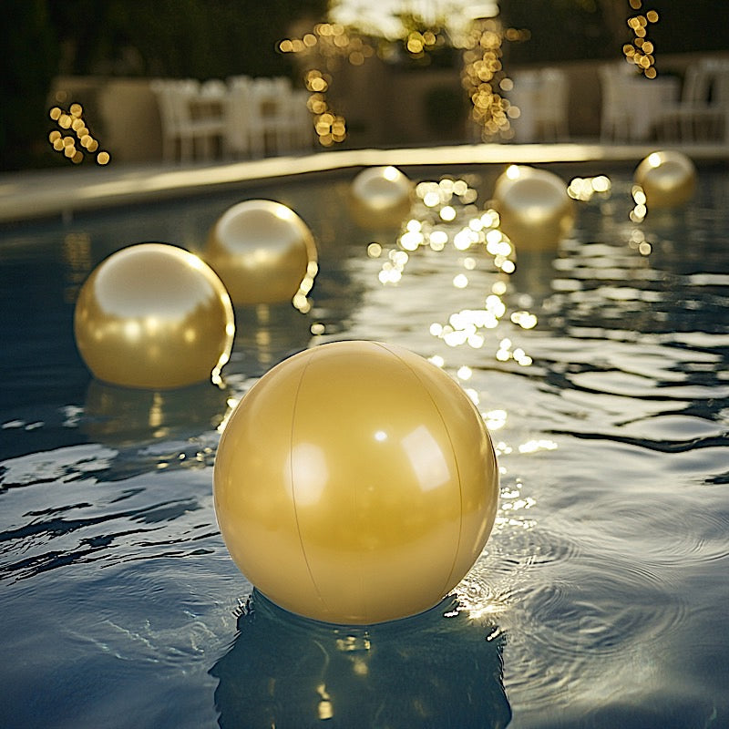 2 Gold Round Vinyl Inflatable Beach Balls