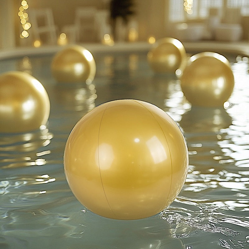 2 Gold Round Vinyl Inflatable Beach Balls