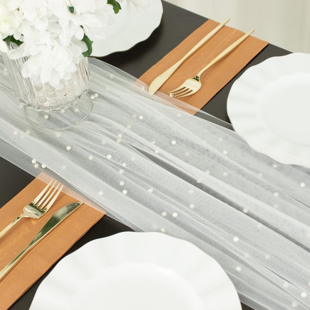 Artificial Small Pearl Decorative Table Runner, Wedding Black Pearl Tulle  Table Runner, Extra Long Table Runner Wedding Arch Decoration Reception  Bridal Shower Gift