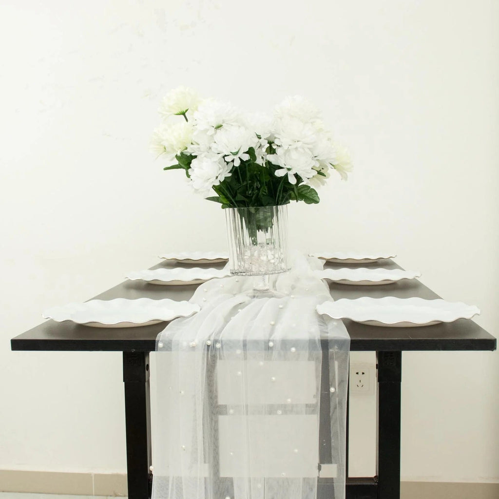 Pearl and Tulle Table Runner