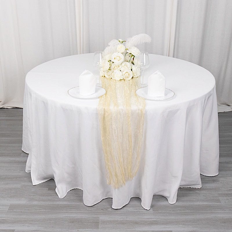 Sheer White Pearl Embroidered Table Runner Table Overlay Airy