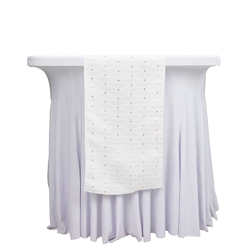 12x108 in Jacquard Table Runner Diamond Trellis with Gold Accent Dots
