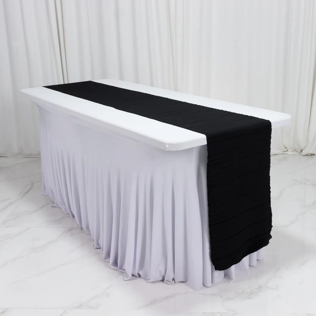 12x108 in Scuba Polyester Accordion Pleated Table Runner