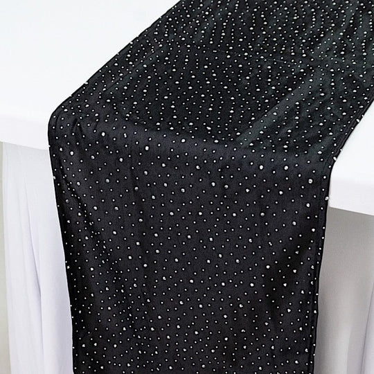 12x108 in Scuba Polyester Table Runner with Rhinestone Accents