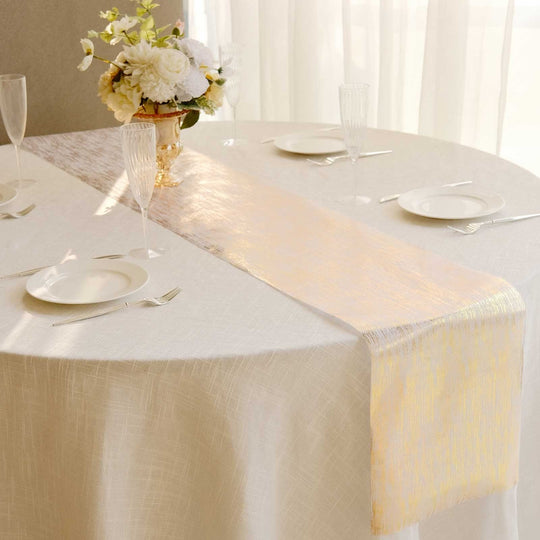 11x108 in Metallic Gold Brushed Non-Woven Faux Suede Table Runner