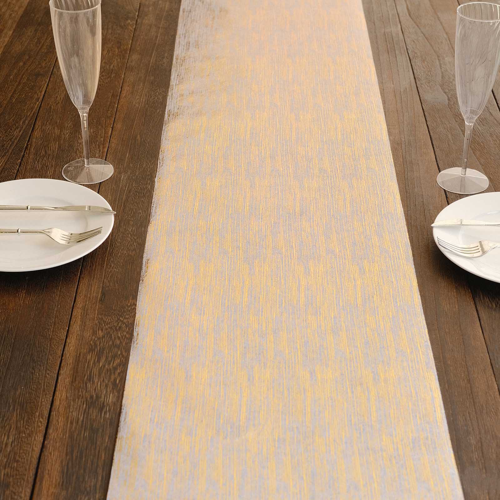 11x108 in Metallic Gold Brushed Non-Woven Faux Suede Table Runner