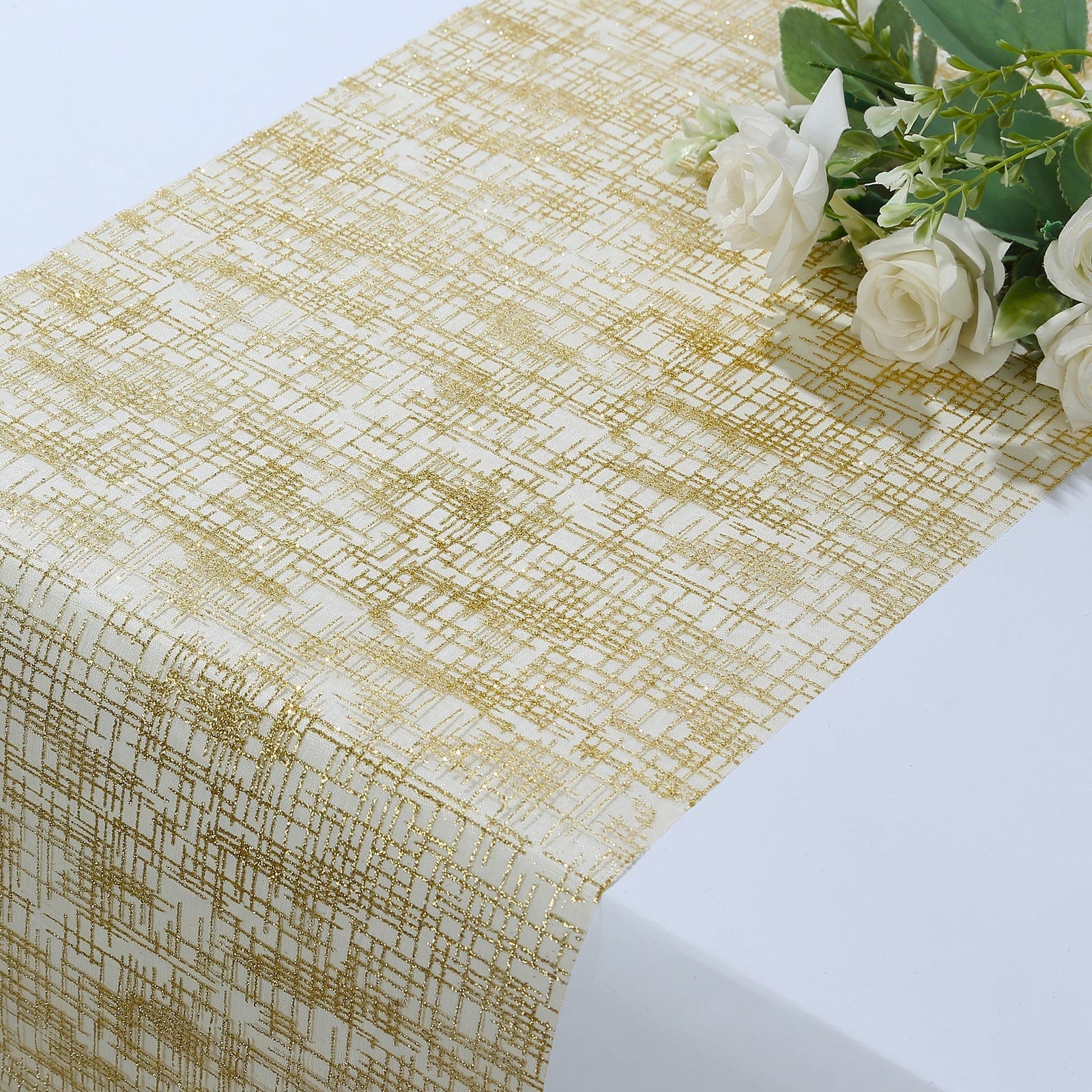 11x108 in Metallic Glitter Mesh Polyester Table Runner