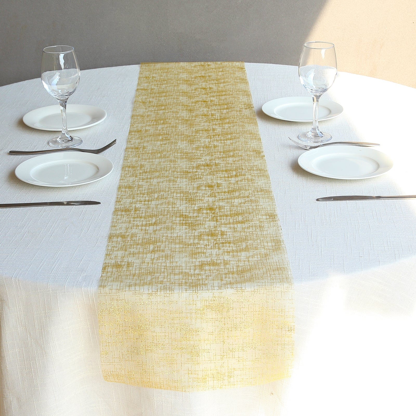 11x108 in Metallic Glitter Mesh Polyester Table Runner