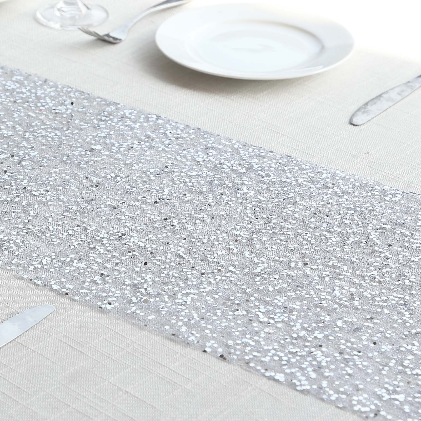 11x108 in Metallic Sequin Mesh Polyester Table Runner