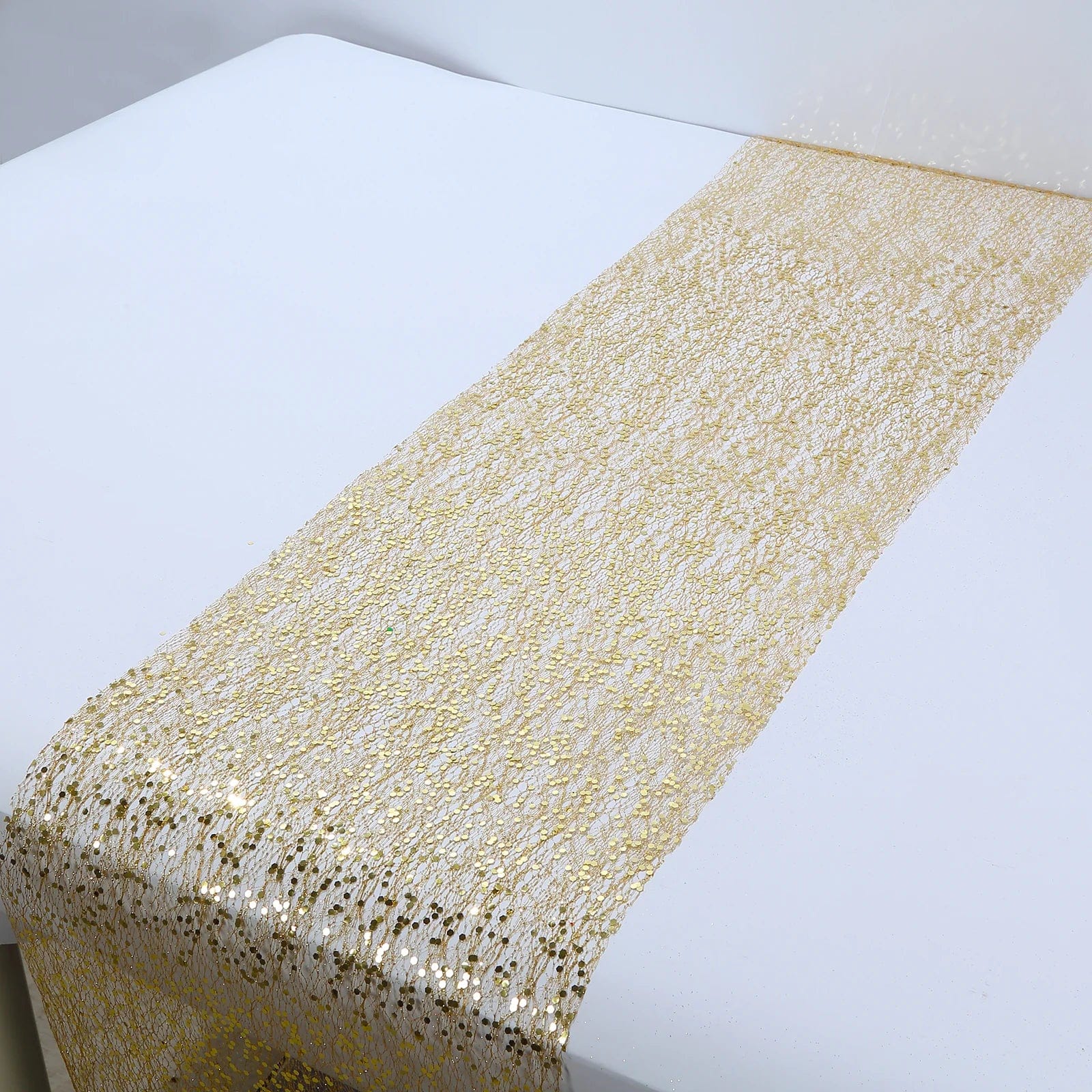 11x108 in Metallic Sequin Mesh Polyester Table Runner