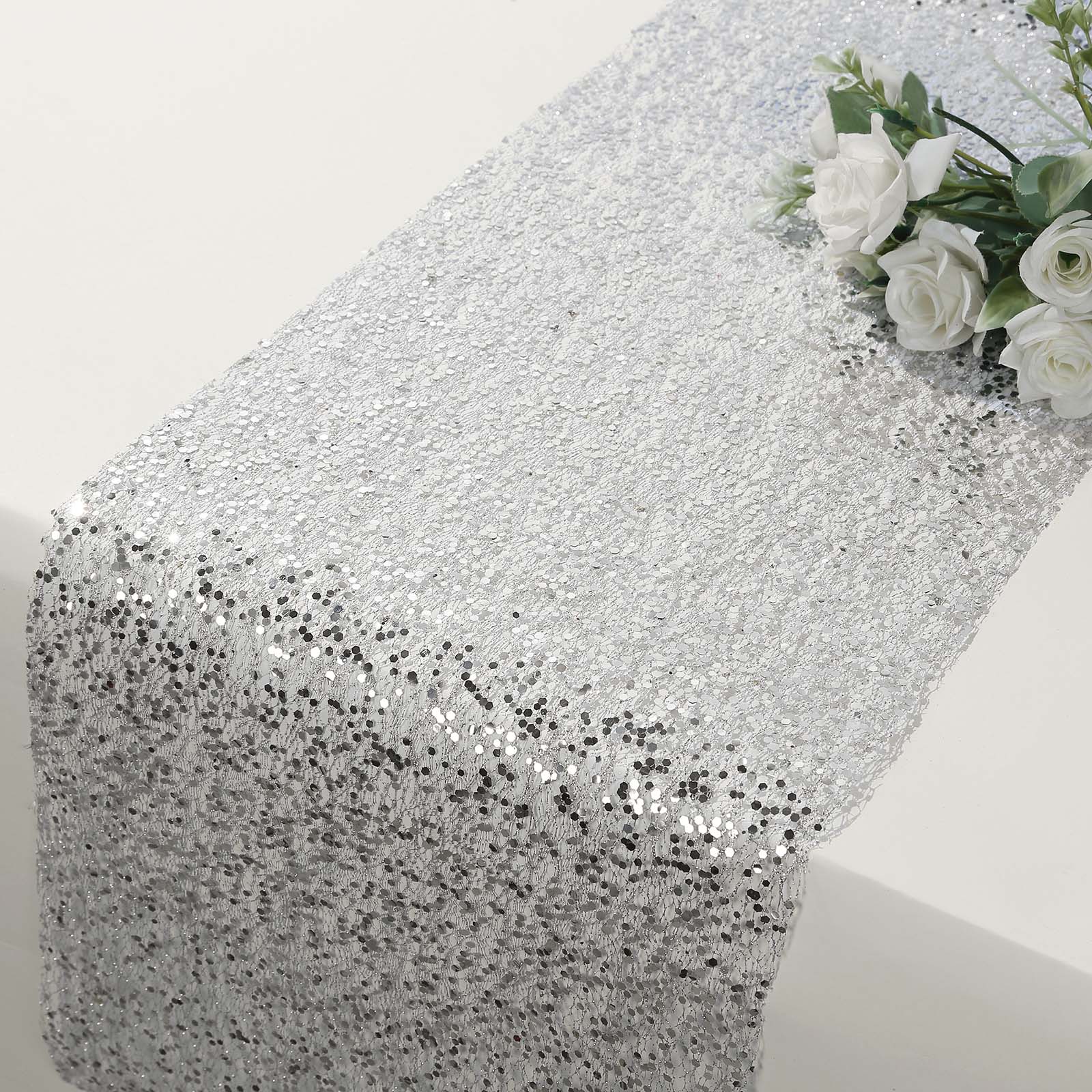 11x108 in Metallic Sequin Mesh Polyester Table Runner