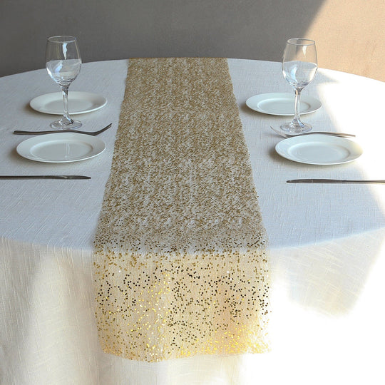 11x108 in Metallic Sequin Mesh Polyester Table Runner