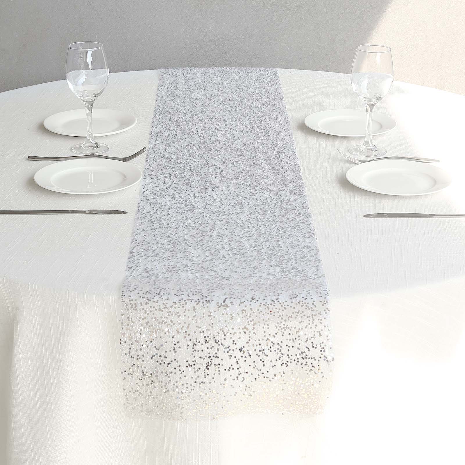 11x108 in Metallic Sequin Mesh Polyester Table Runner