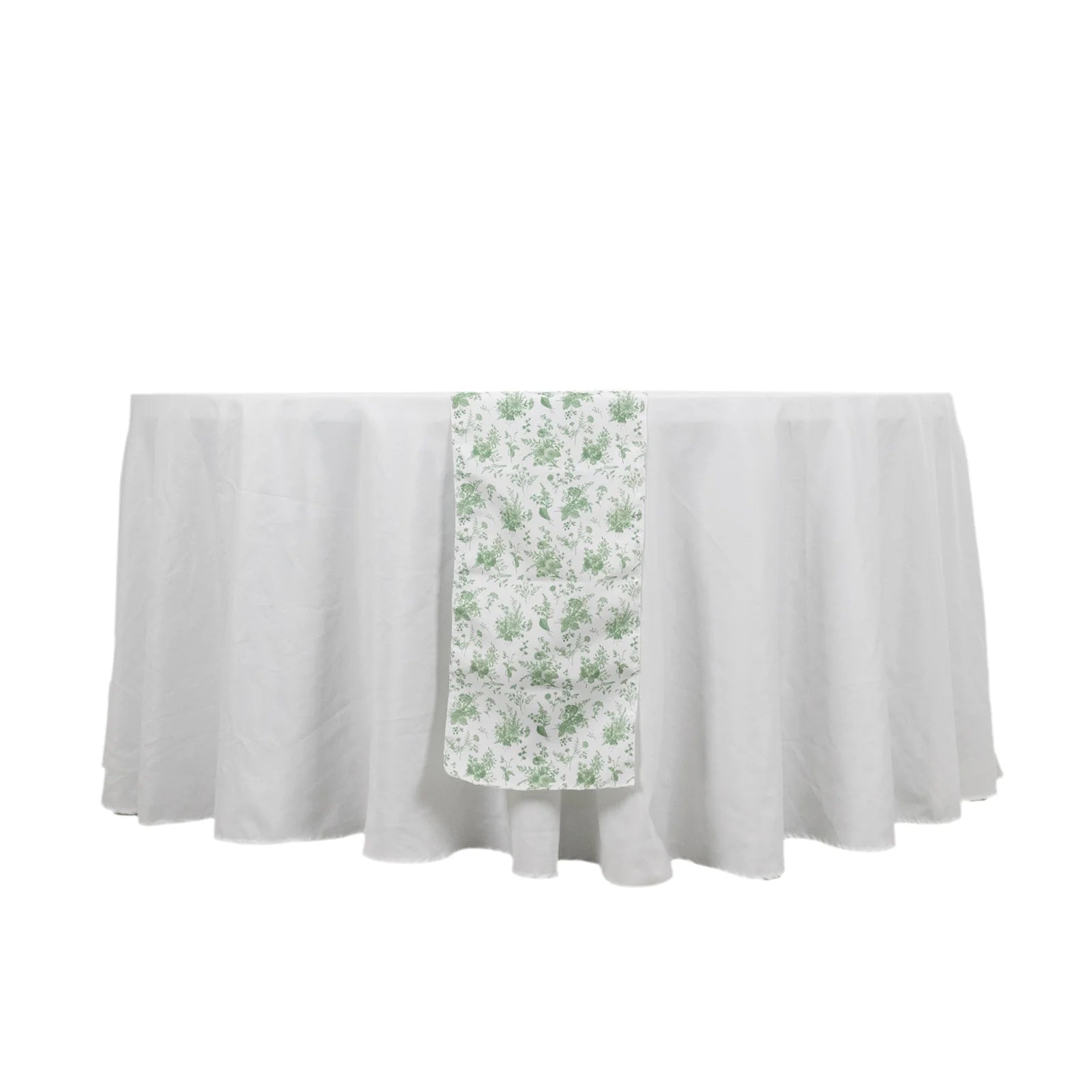 12x108 in Dusty Sage Green Floral Polyester Table Runner