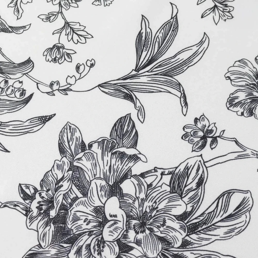 12x108 White with French Toile Floral Print Polyester Table Runner