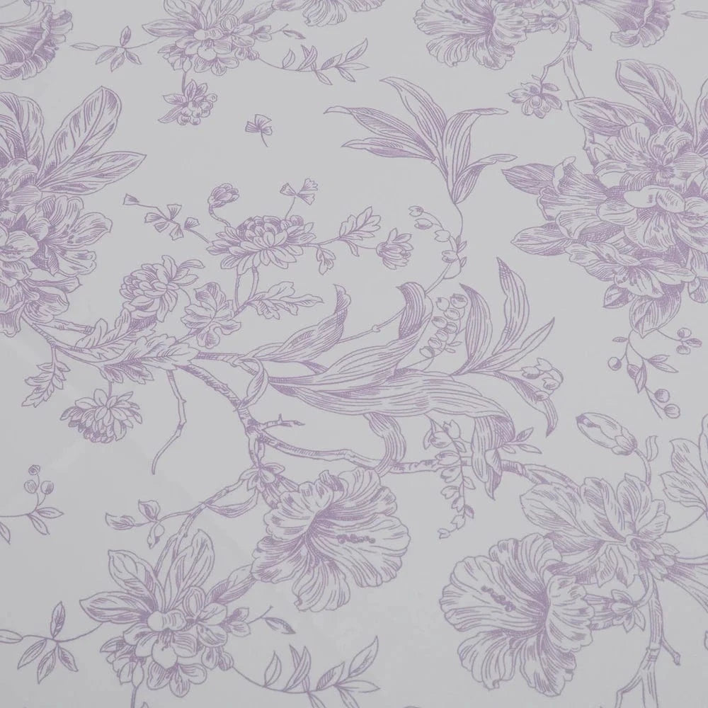 12x108 White with French Toile Floral Print Polyester Table Runner