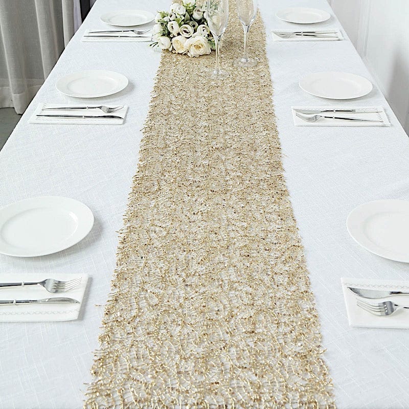 12x108 12x108 in Sequin Mesh Schiffli Lace Table Runner – Balsa Circle, LLC
