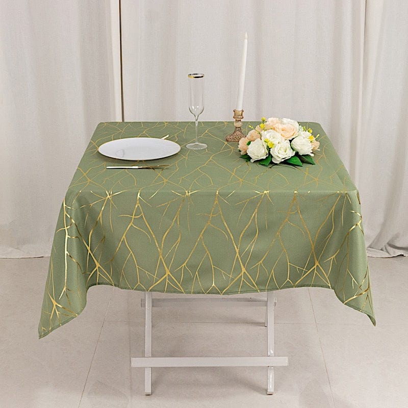 54x54 in Metallic Geometric Design Square Polyester Table Overlay