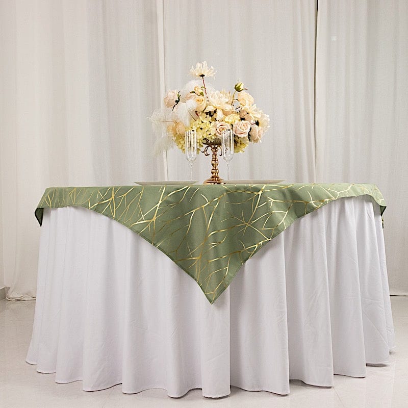 54x54 in Metallic Geometric Design Square Polyester Table Overlay