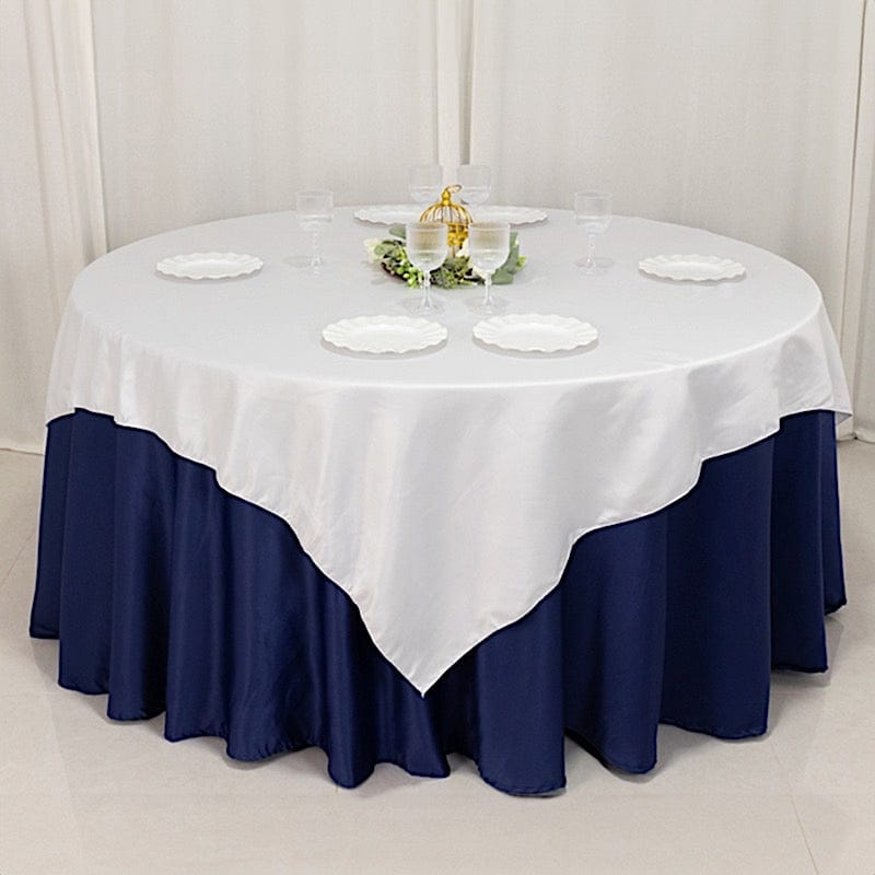 72 in Square Satin Table Overlay with Smooth Finish