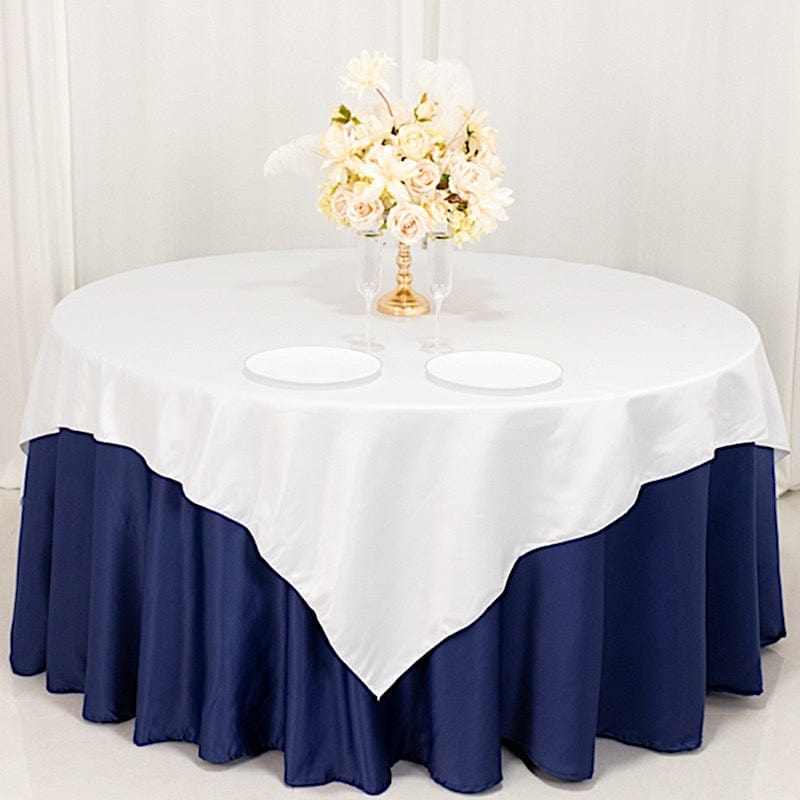 72 in Square Satin Table Overlay with Smooth Finish