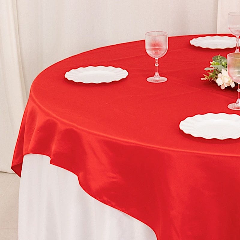 72 in Square Satin Table Overlay with Smooth Finish