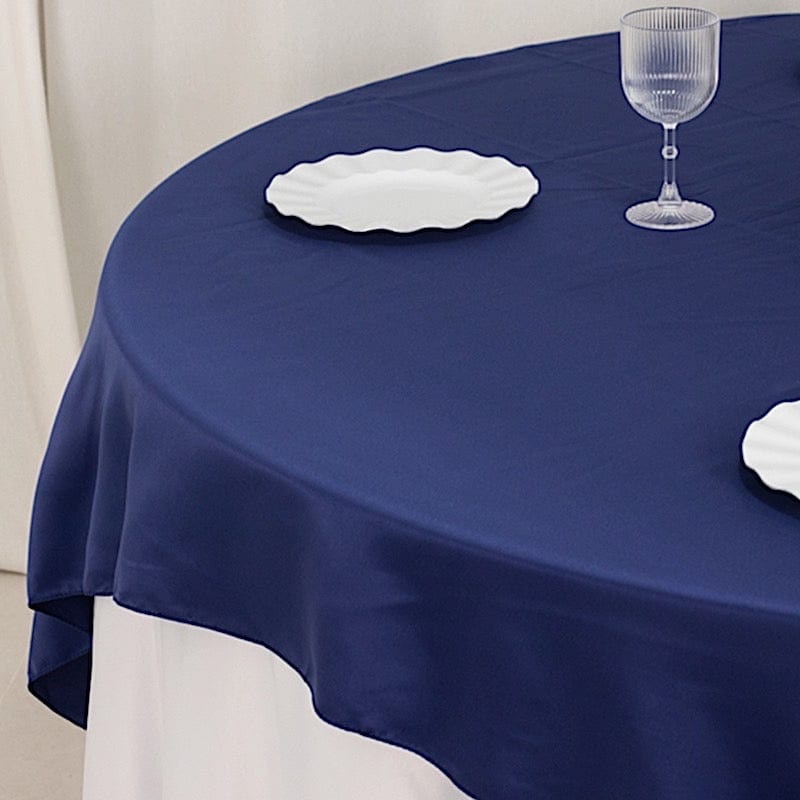 72 in Square Satin Table Overlay with Smooth Finish