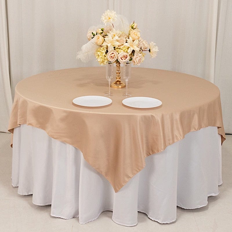 72 in Square Satin Table Overlay with Smooth Finish