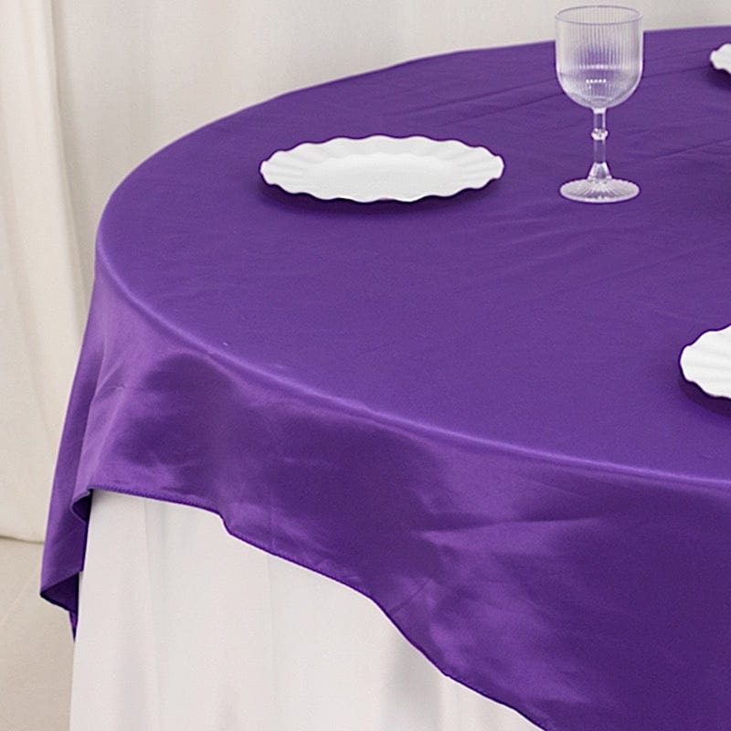 72 in Square Satin Table Overlay with Smooth Finish