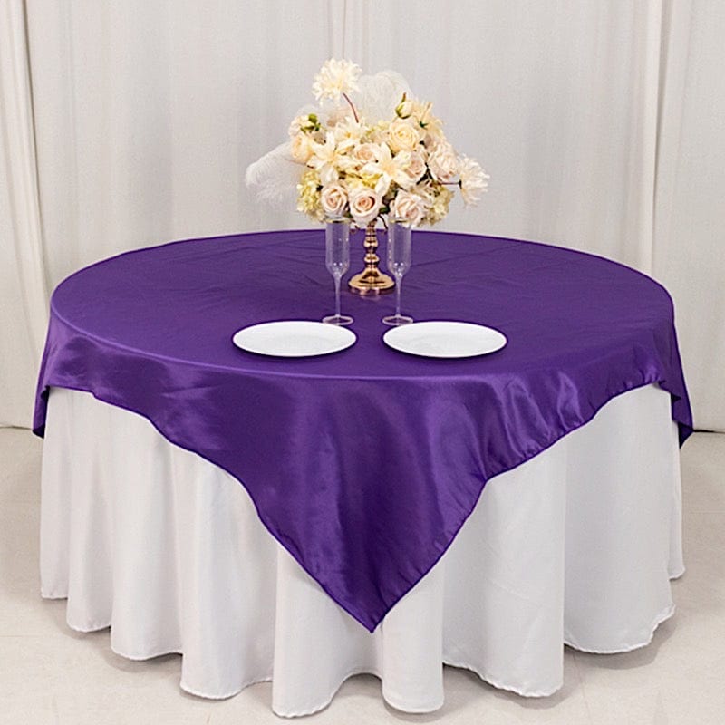 72 in Square Satin Table Overlay with Smooth Finish