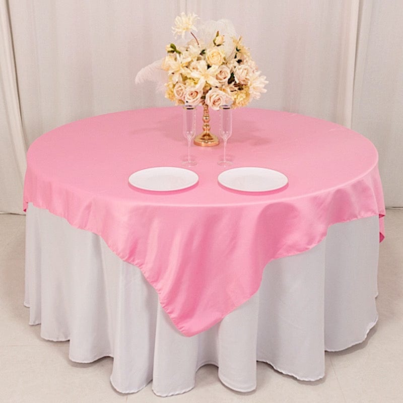 72 in Square Satin Table Overlay with Smooth Finish