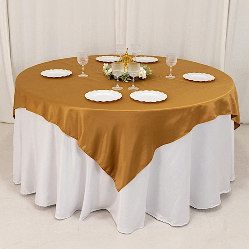 72 in Square Satin Table Overlay with Smooth Finish
