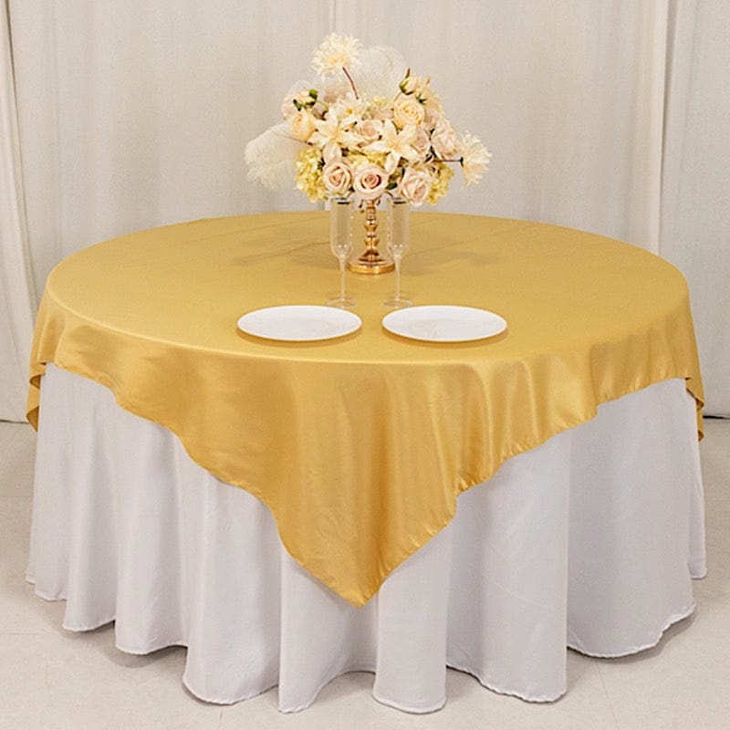 72 in Square Satin Table Overlay with Smooth Finish