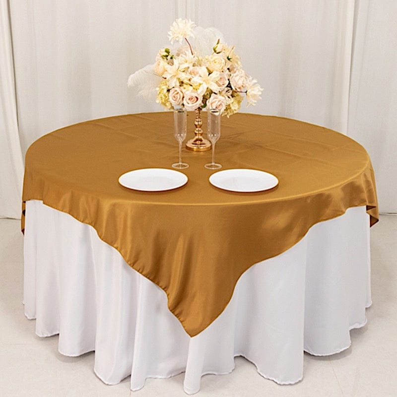 72 in Square Satin Table Overlay with Smooth Finish