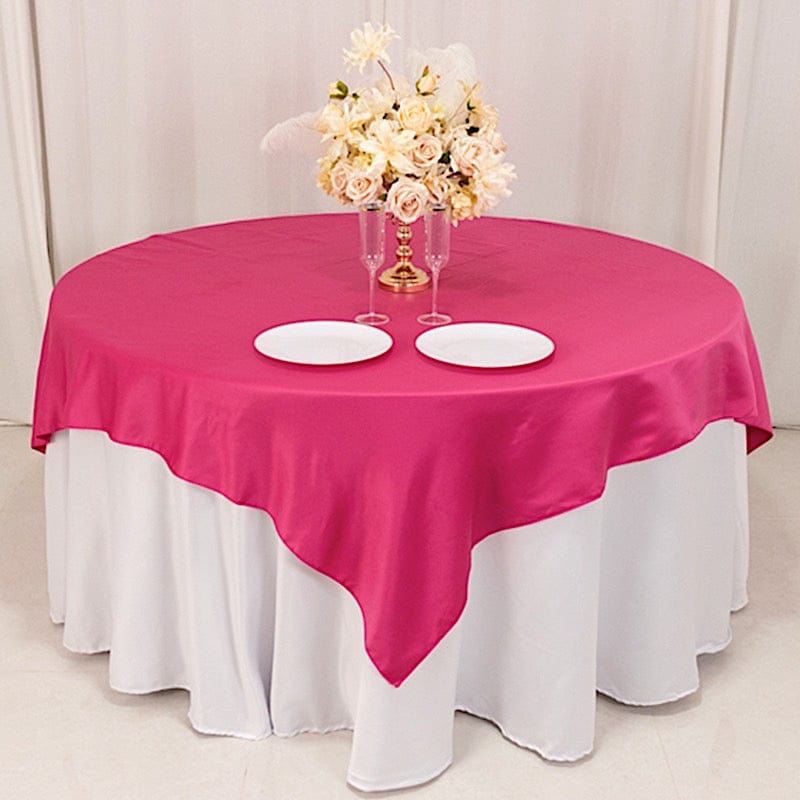 72 in Square Satin Table Overlay with Smooth Finish