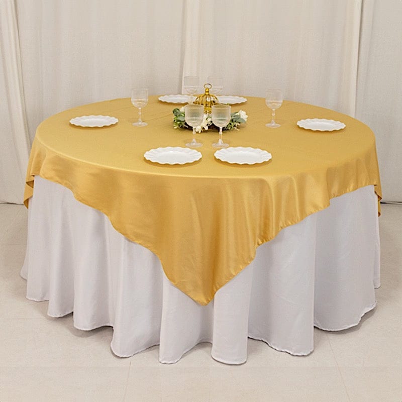 72 in Square Satin Table Overlay with Smooth Finish