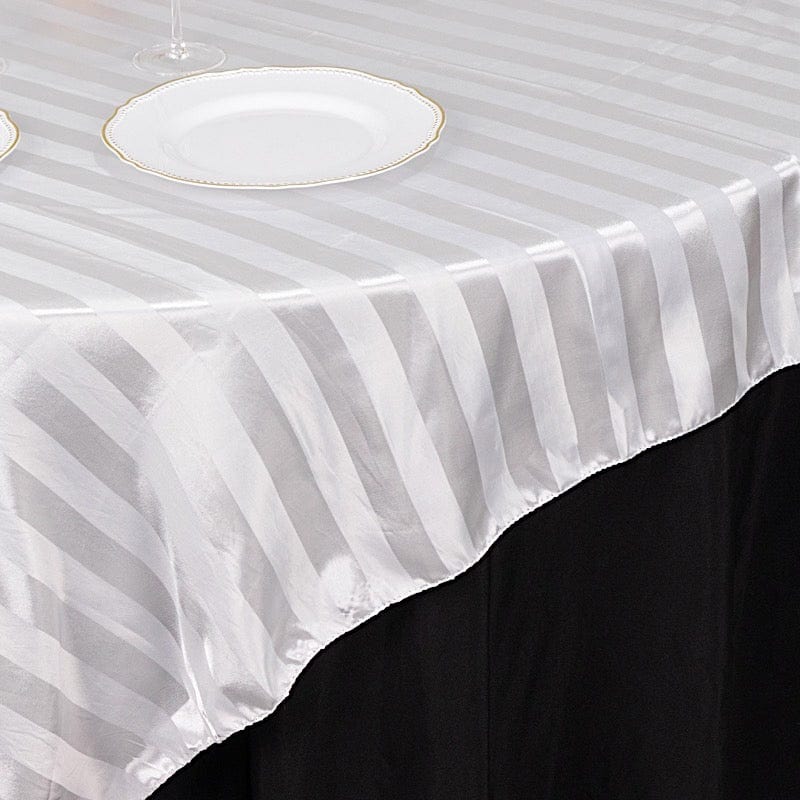 72x72 in Satin Stripes Square Table Overlay Wedding Party Linen