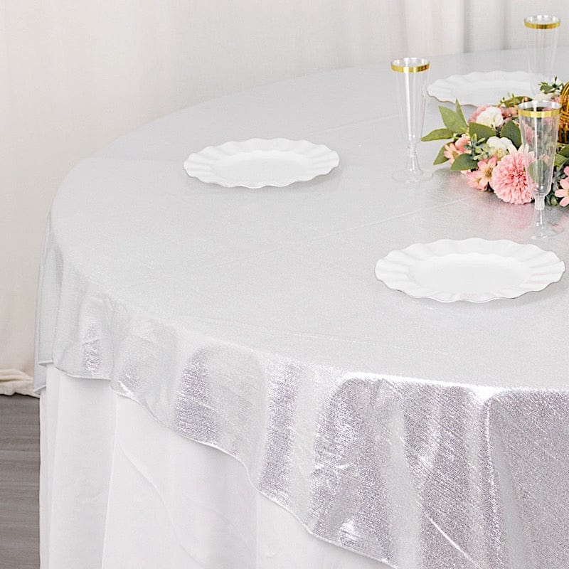 72x72 in Glitter Sequin Dots Polyester Square Table Overlay