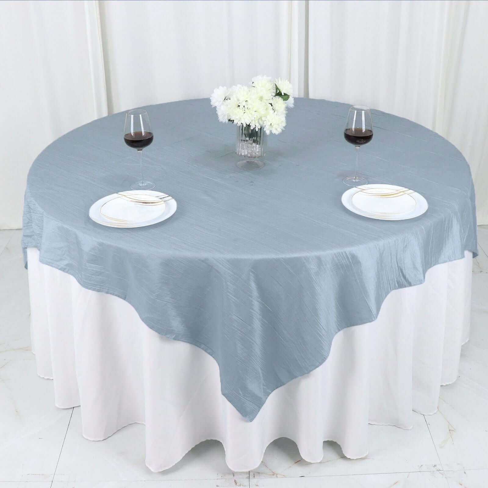 72x72 in Square Accordion Crinkled Taffeta Table Overlay