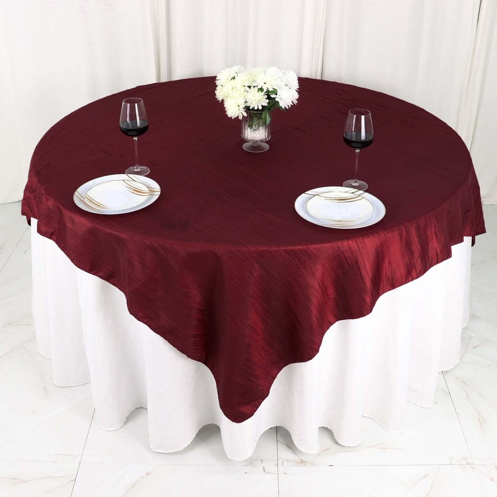72x72 in Square Accordion Crinkled Taffeta Table Overlay