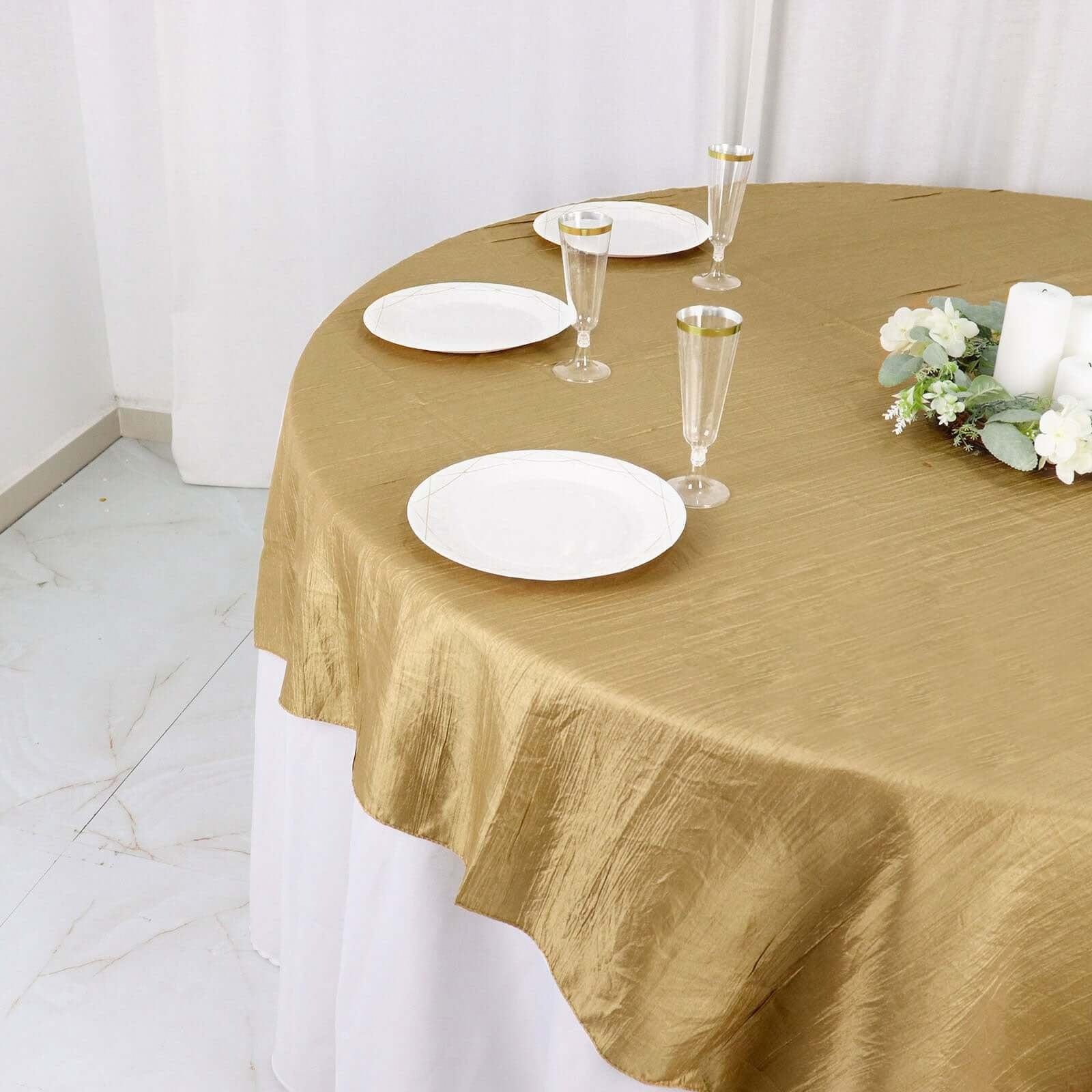 72x72 in Square Accordion Crinkled Taffeta Table Overlay