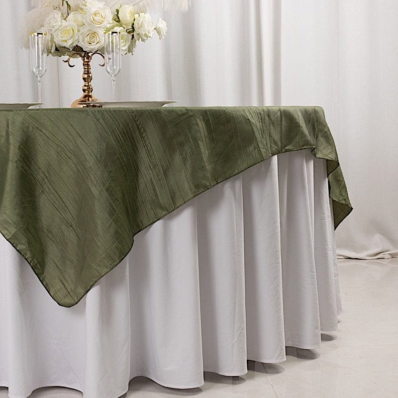 72x72 in Square Accordion Crinkled Taffeta Table Overlay