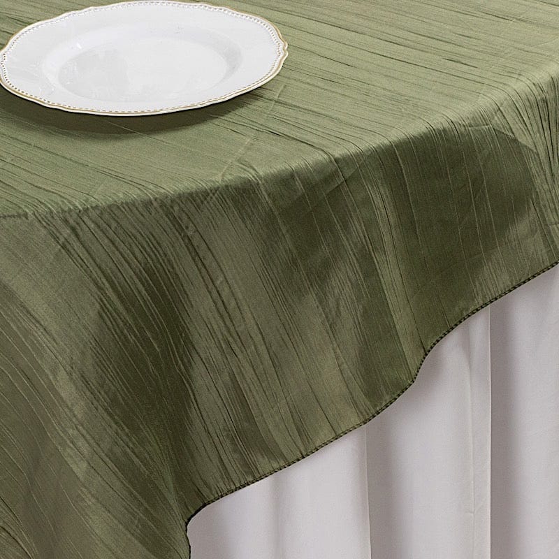 72x72 in Square Accordion Crinkled Taffeta Table Overlay