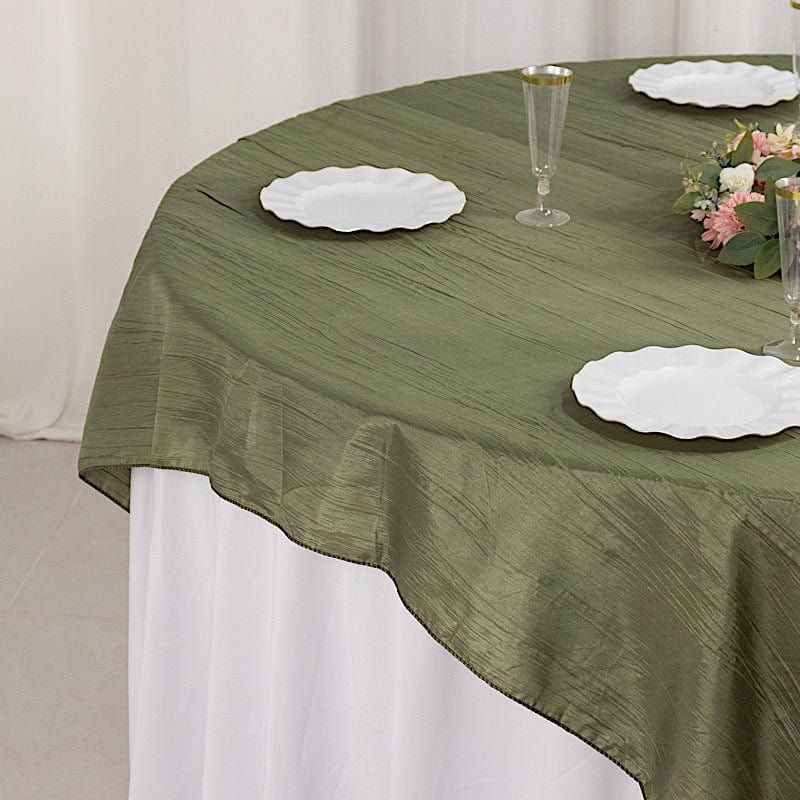 72x72 in Square Accordion Crinkled Taffeta Table Overlay